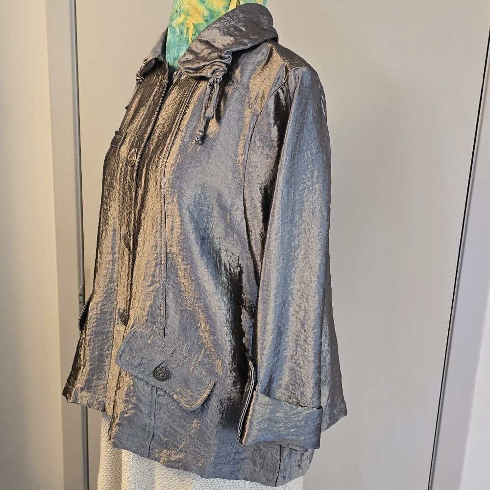 Ruby Rd Metallic Silver Jacket Size 16 - image 6